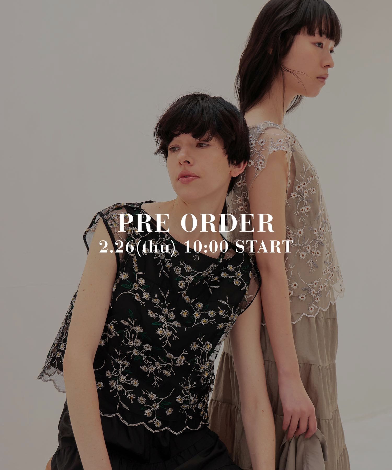 vintage washer x flower tulle twin set